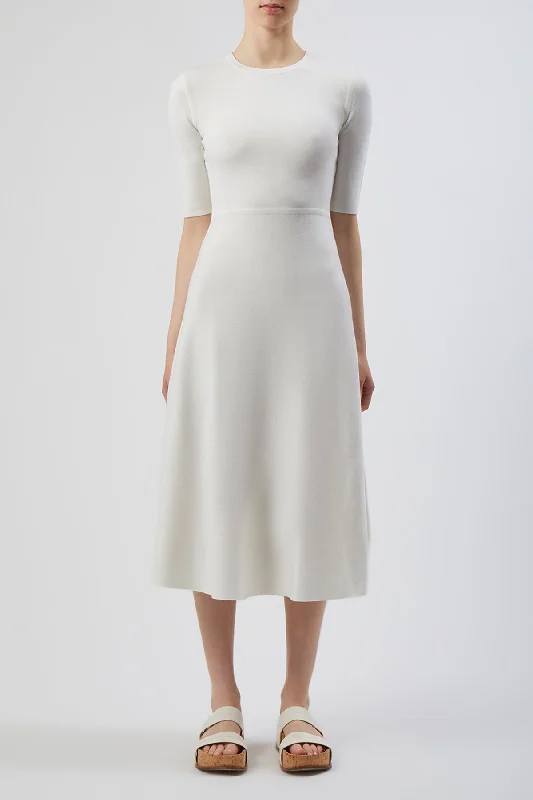 Seymore Knit Dress in Ivory Merino Wool Cashmere