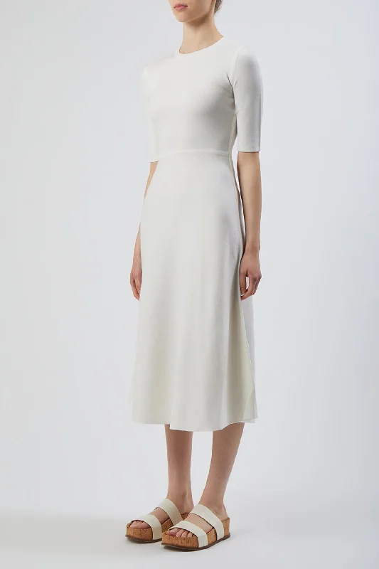 Seymore Knit Dress in Ivory Merino Wool Cashmere