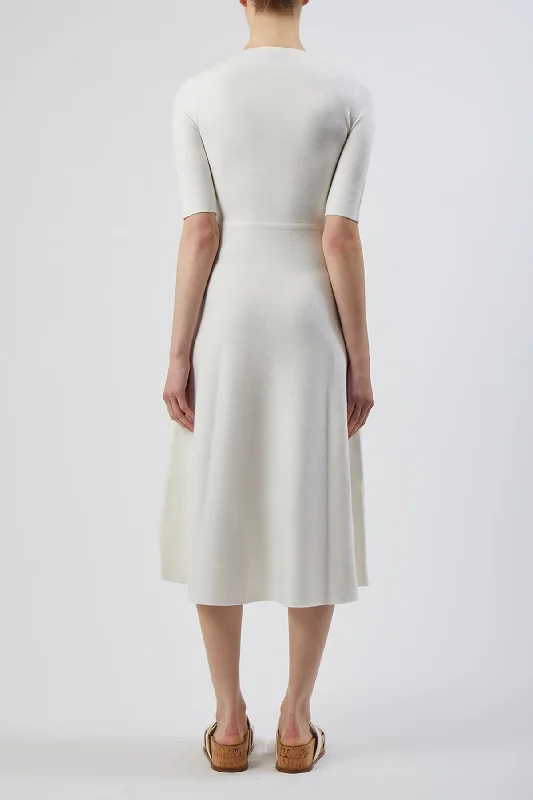 Seymore Knit Dress in Ivory Merino Wool Cashmere