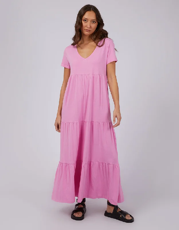 Silent Theory Lola Tiered Dress Bright Pink