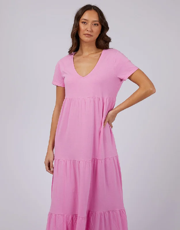 Silent Theory Lola Tiered Dress Bright Pink