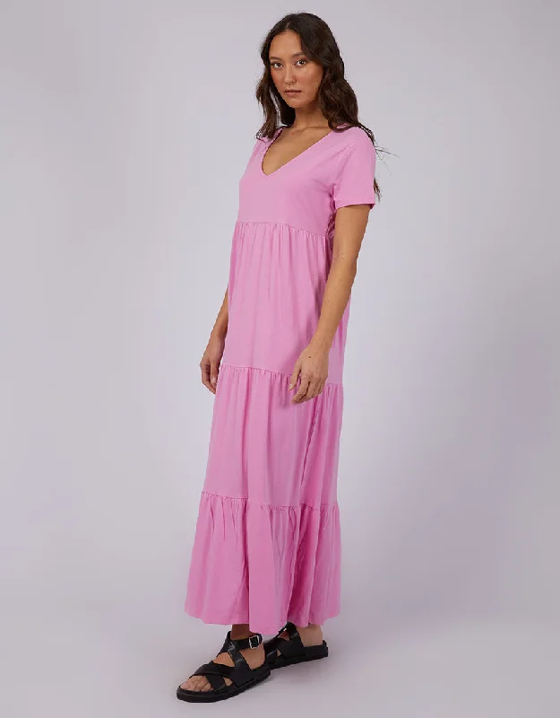 Silent Theory Lola Tiered Dress Bright Pink