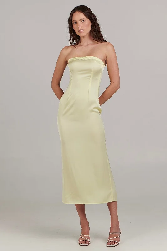 Sinead Lemon Strapless Midi Dress