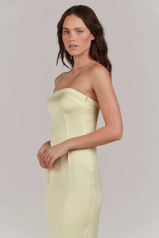 Sinead Lemon Strapless Midi Dress