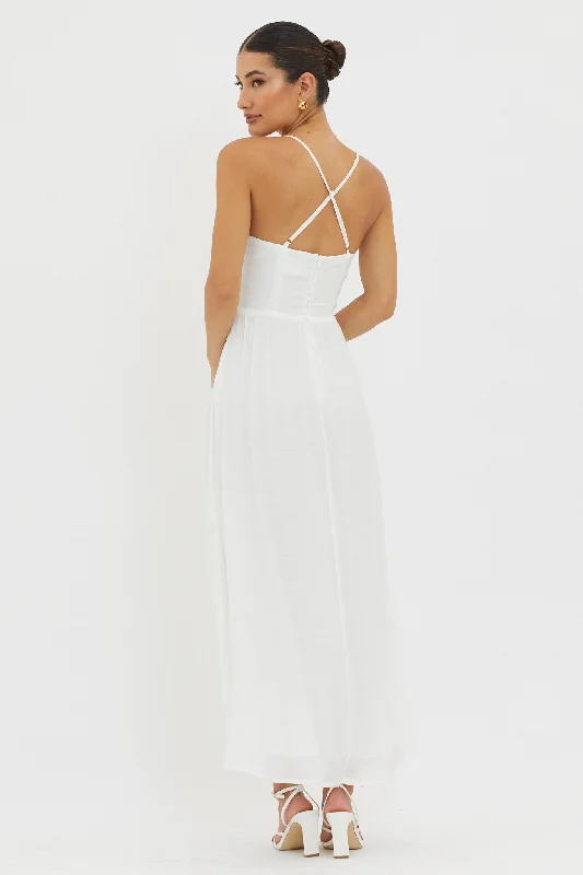 Slow It Down Lace Trim Maxi Dress White