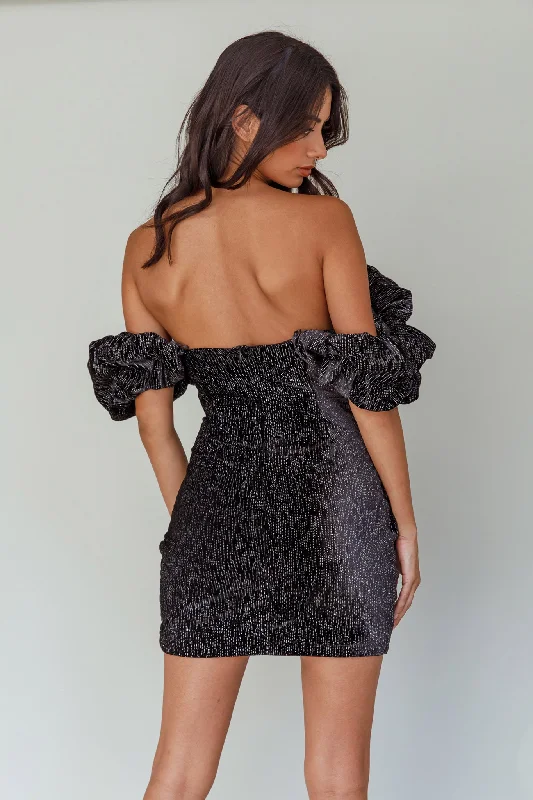 So Famous Off-Shoulder Mini Dress Black