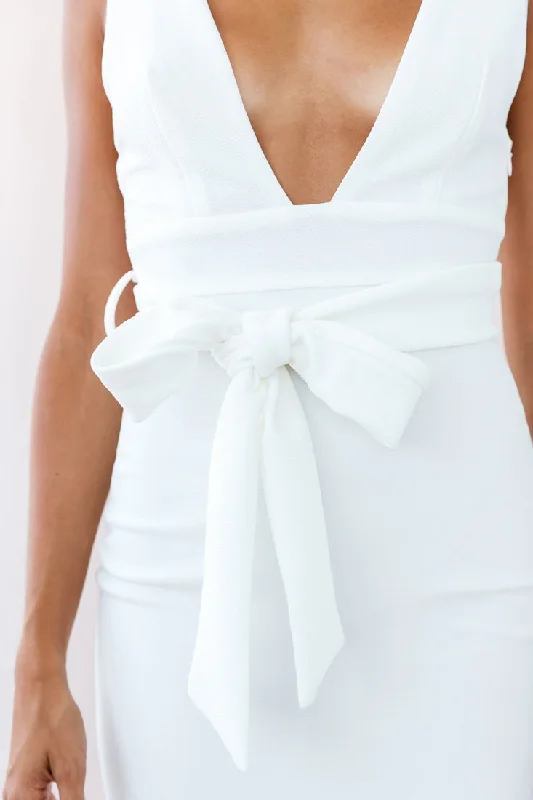 Sorry Not Sorry Wide Strap Flounce Dress White