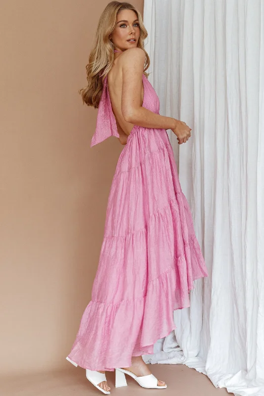 South Haven Halter Midi Dress Pink