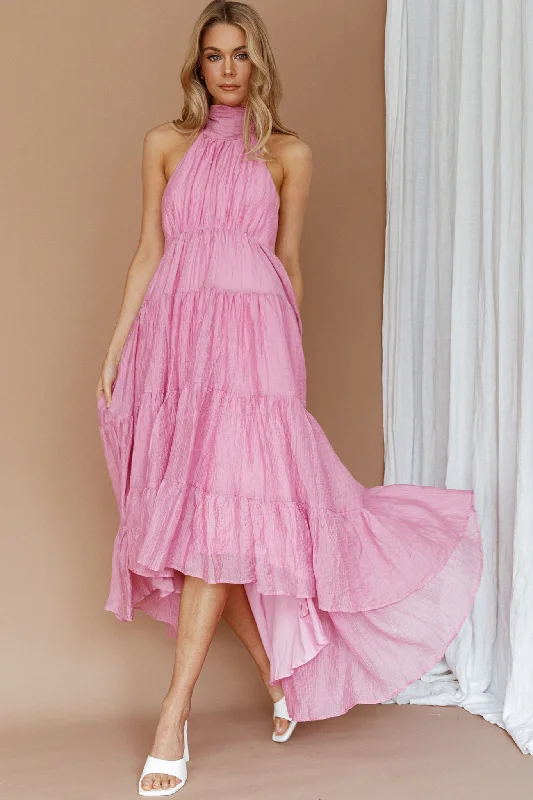 South Haven Halter Midi Dress Pink