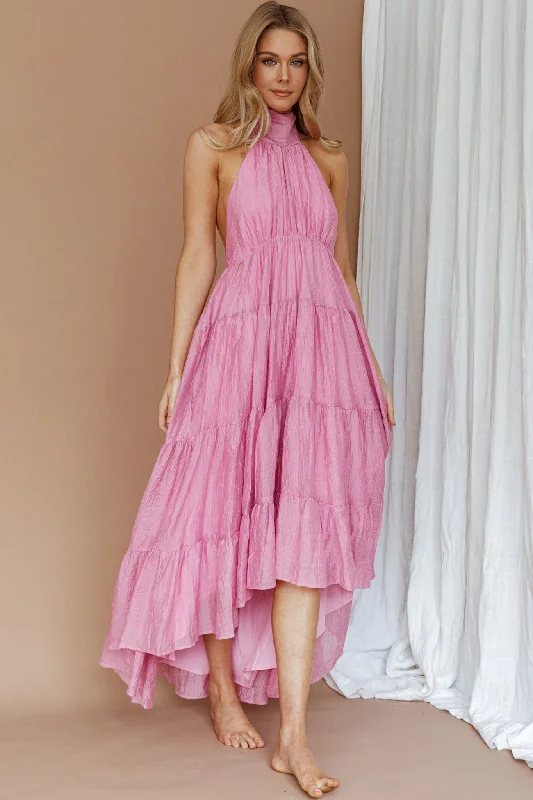 South Haven Halter Midi Dress Pink