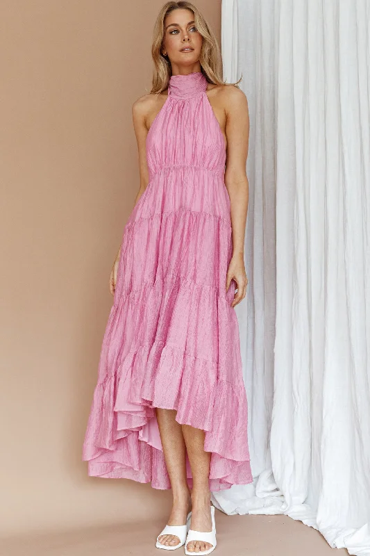 South Haven Halter Midi Dress Pink