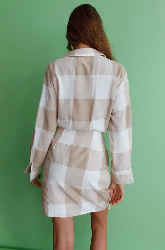 Staten Island Wrap Shirt Dress Sand