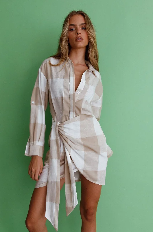 Staten Island Wrap Shirt Dress Sand