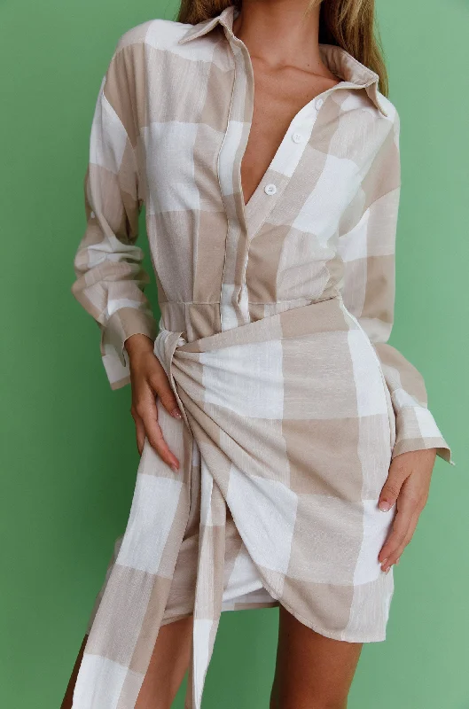 Staten Island Wrap Shirt Dress Sand