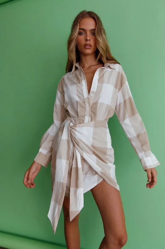 Staten Island Wrap Shirt Dress Sand