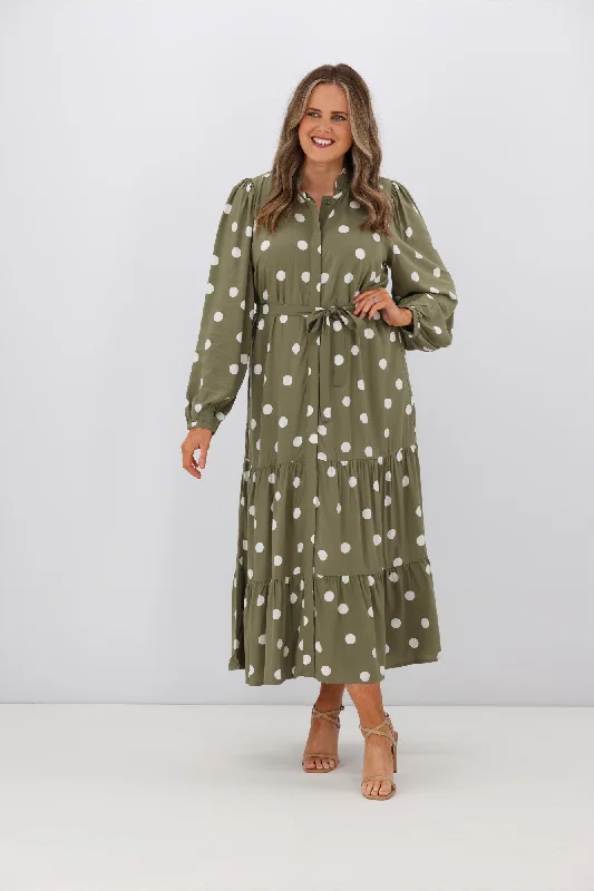 Stella + Gemma Joli Dress Olive Spot