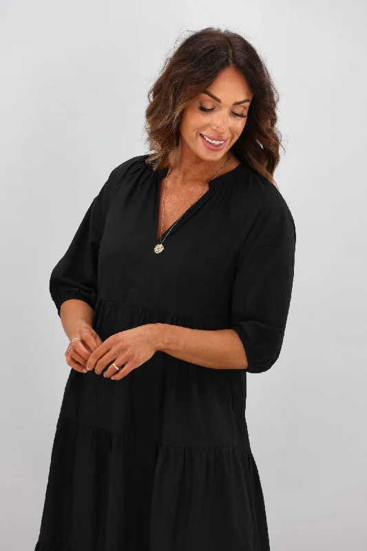 Sunday Boho Harlow Hi Low Dress Black