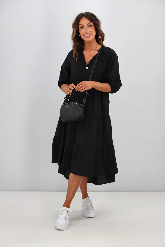 Sunday Boho Harlow Hi Low Dress Black