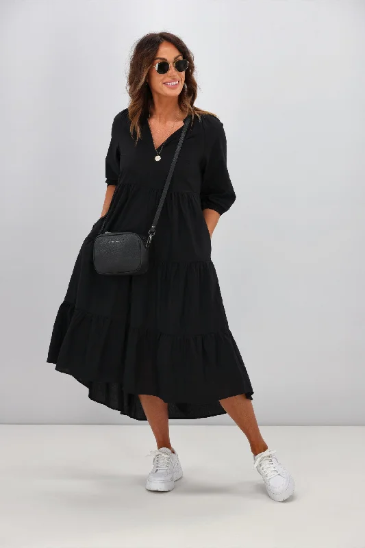 Sunday Boho Harlow Hi Low Dress Black