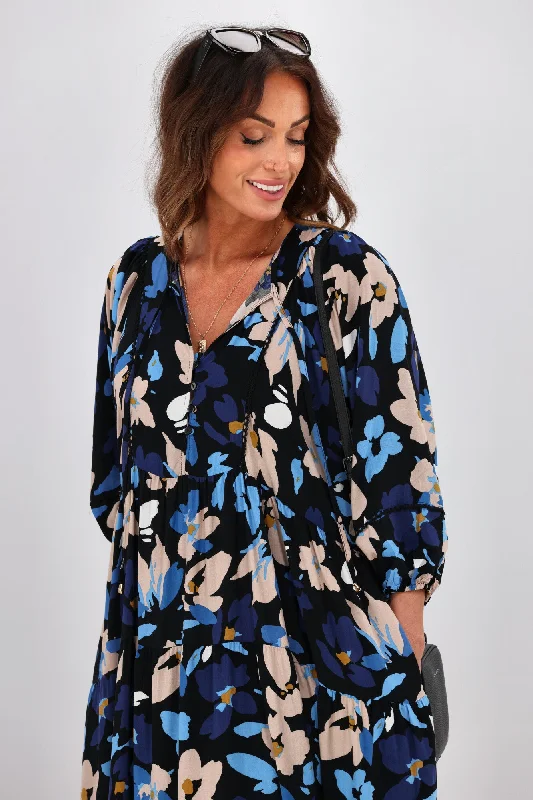 Sunday Boho Kenza Dress Black Blue