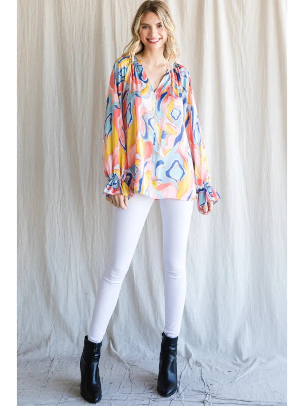 Swirled print top