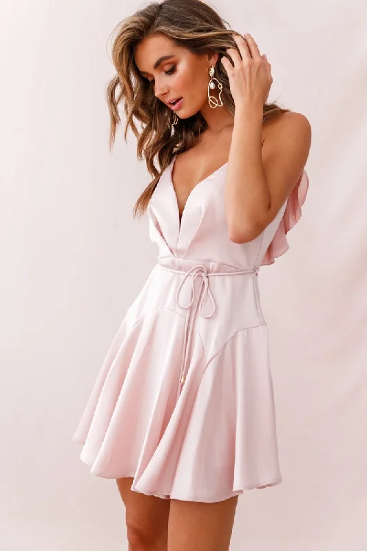 Valley Ruffle Tie-Up Back Dress Blush