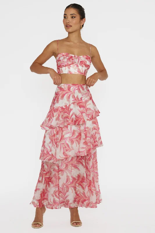 Veda Pleat Crop Top Floral Pink