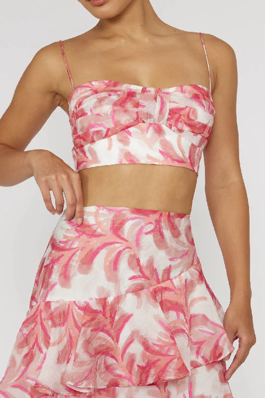 Veda Pleat Crop Top Floral Pink