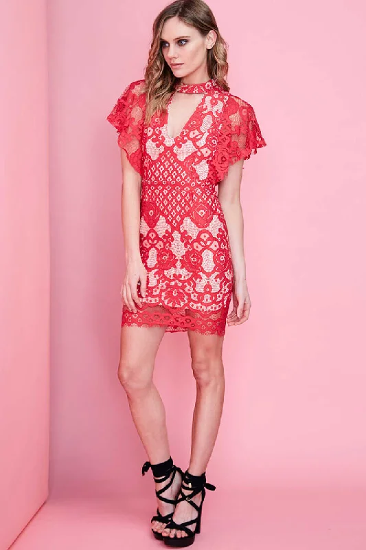 Vesper Lace Mini Dress Red