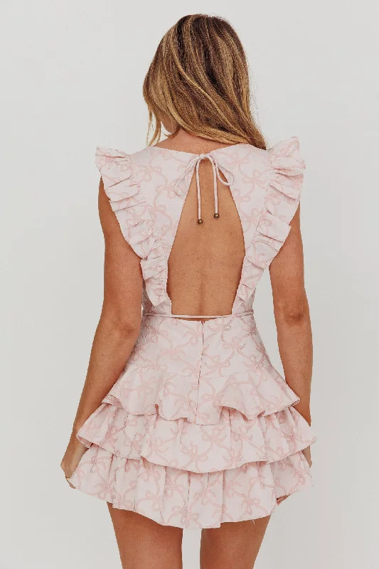 Weekend Muse Sleeveless Layered Frill Romper Pink