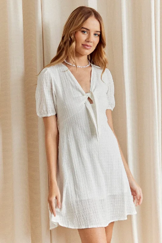 White Mini Dress Short Sleeve