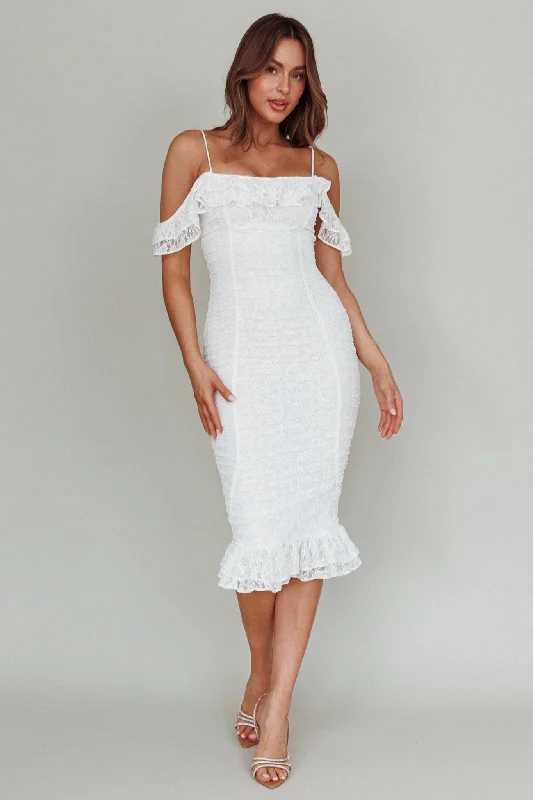 Wish Come True Lace Midi Dress White