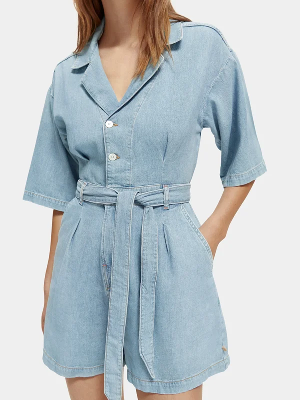 Worked out denim jumpsuit