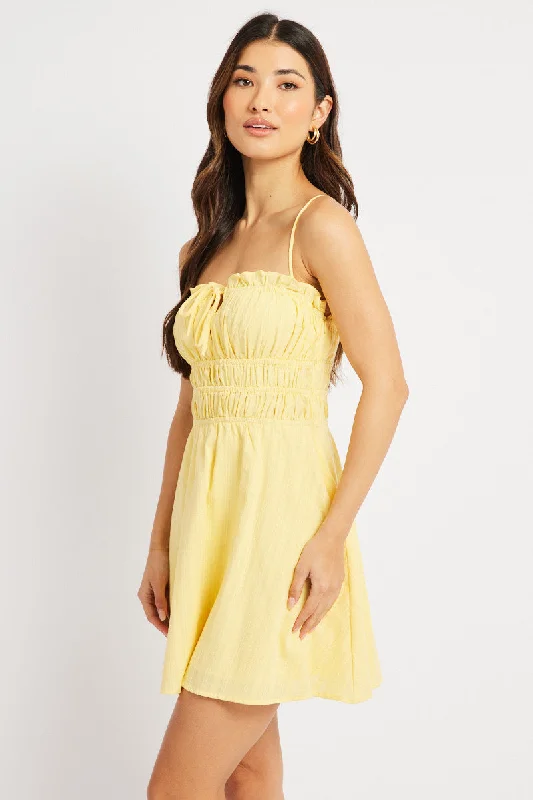 Yellow Fit And Flare Dress Mini