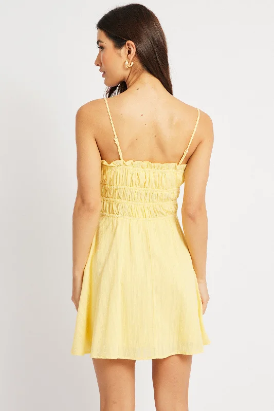 Yellow Fit And Flare Dress Mini