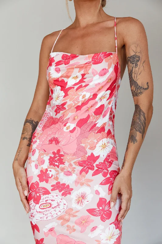 You're My Sunshine Tie-Up Back Midi Dress Pink