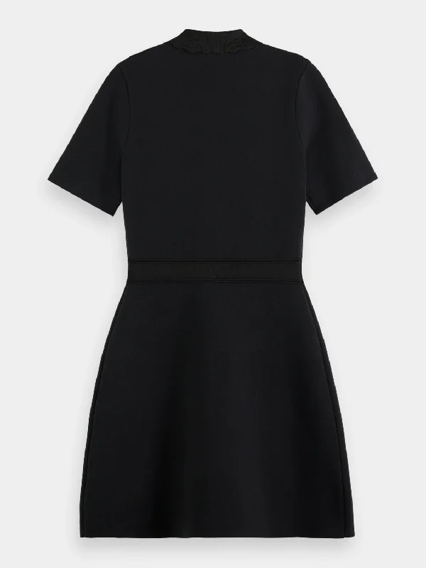 Zip detail compact knitted dress